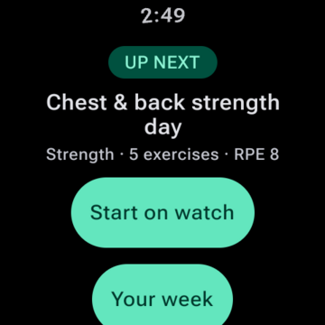 The watch glance showing today's action.