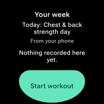 The watch dashboard showing recent activity without the phone.